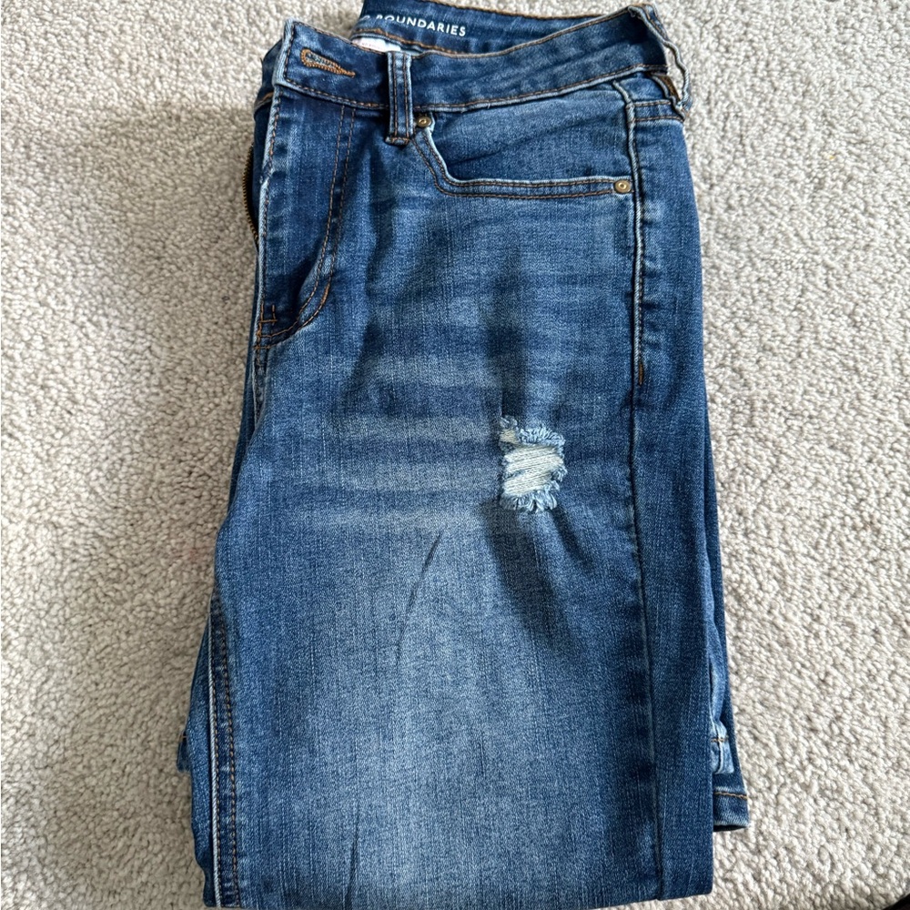 No Boundaries Dark Blue Distressed Skinny Jeans